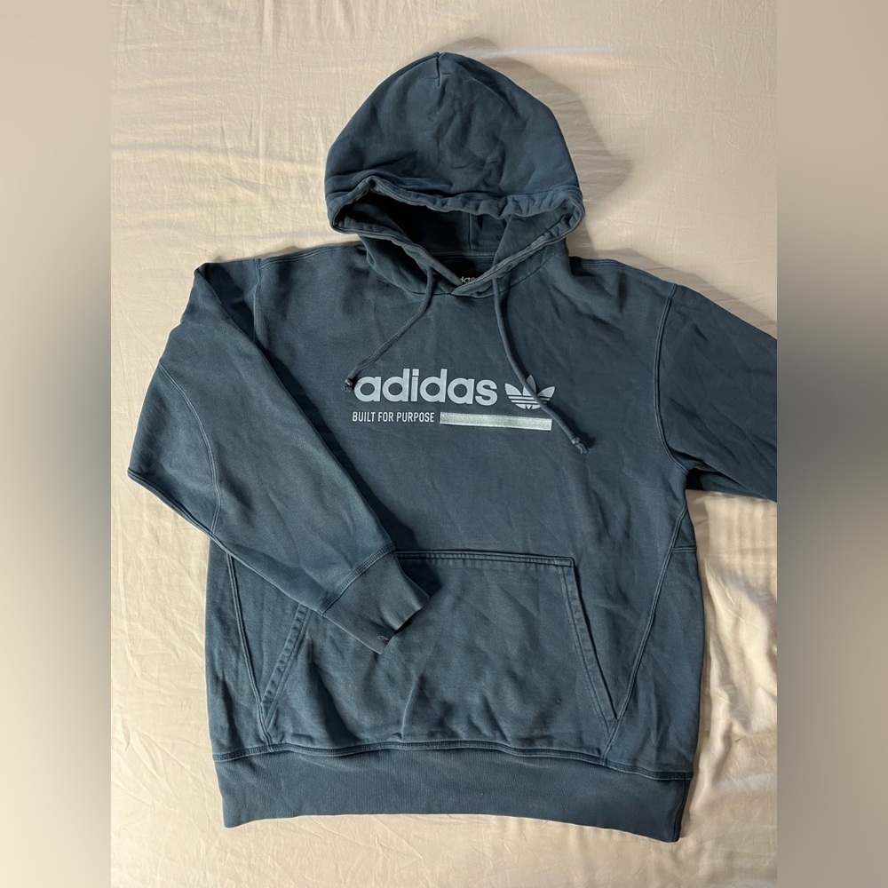 Adidas Men's Dark Blue Hoodie with Logo